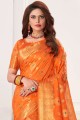 Soft Silk Wevon Designer Rich Pallu Orange South indian saree with Blouse