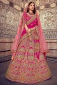 Pink Thread,Sequance,Coding,Jari Embroidery,Hand Work Silk Wedding Lehenga Choli