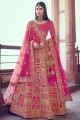 Pink Silk Thread,Sequance,Coding,Jari Embroidery,Hand Work Wedding Lehenga Choli with Net Dupatta