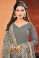 Georgette Mashine Diamond,Chain Embroidery Work Grey salwar kameez with Georgette Dupatta