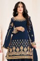 Bitalian Soft Silk Patiyala Suit in Blue with Designer Embroidery Real Mirror Work