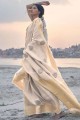 Wevon Rich Jari Designer Soft Tissue Linen saree in Cream