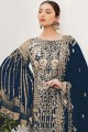 Embroidery Work Faux Georgette Blue pakistani Salwar Kameez  Dupatta