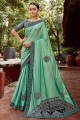 Green Foil With Heavy Petch Work Imported Lycra saree