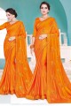 Orange saree in Rangoli Silk with Butta Thread Embroidery Work