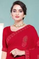 Butta Thread Embroidery Work Rangoli Silk saree in Crimson