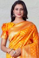Yellow South indian saree with Wevon Self Jari Designer Lichi Silk