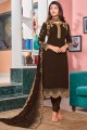 Faux Georgette salwar kameez with Heavy Designer Embroidery,Stone Work in Coffee