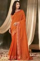 Orange Sarovski Butta Designer Vichitra Silk saree