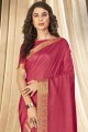 dusty red Vichitra Silk saree with Sarovski Butta Designer