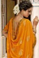 Yellow Designer Jari Embroidery Work saree in Vichitra Silk