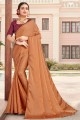Satin Rust saree in Stone Work,Embroidery Blouse 