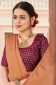 Satin Rust saree in Stone Work,Embroidery Blouse 