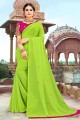 Parrot saree with Mirror,Embroidery Work Georgette