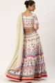 White  Lehenga Choli in Banarasi Silk with Wevon Jacquard Designer