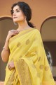Cotton Weaving  Saree in Yellow