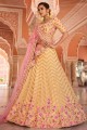 Embroidered Georgette Wedding Lehenga Choli in Yellow with Dupatta