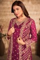Net Eid Salwar Kameez with Embroidered in Pink