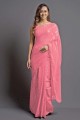 Saree Georgette  in Pink with Embroidered