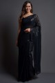 Saree Georgette with Embroidered in Black