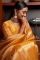 Weaving South Indian Saree in Yellow Silk