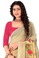 Georgette Printed Beige Saree with Blouse