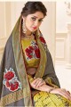 Printed,weaving Tussar silk Saree in Grey with Blouse