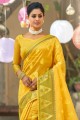 Organza Saree in Yellow with Weaving