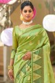 Green Saree in Weaving Organza