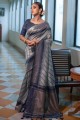 Grey Saree with Weaving Silk