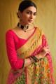 South Indian Saree in Rani  Brasso with Printed