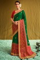 Green Brasso South Indian Saree with Printed