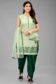 Pista Patiala Suit with Embroidered Organza