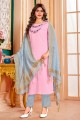 Weaving Handloom silk Salwar Kameez in Pink