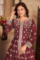 Maroon Eid Anarkali Suit with Embroidered Art silk