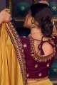 Orange Resham,zari,embroidered Silk Saree