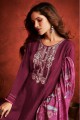 Magenta Eid Palazzo Suit with Embroidered Viscose