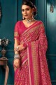 Printed,weaving Cotton Saree in Pink with Blouse