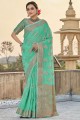 Saree in Rama  Cotton with Weaving