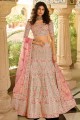 Baby pink Wedding Lehenga Choli in Embroidered Art silk