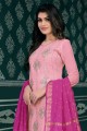 Salwar Kameez Embroidered in Pink Chanderi silk