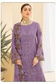 Embroidered Violet Faux georgette Eid Pakistani Suit