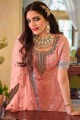 Embroidered Faux georgette Eid Pakistani Suit in Salmon