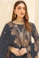 Faux georgette Pakistani Suit with Embroidered in Grey