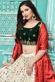 Embroidered Party Lehenga Choli in Off white Georgette