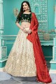 Embroidered Party Lehenga Choli in Off white Georgette