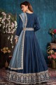 Art silk Embroidered Blue Eid Anarkali Suit with Dupatta