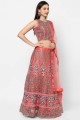 Embroidered Net Party Lehenga Choli in Pink