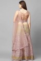 Pink Embroidered Party Lehenga Choli in Net