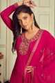 Pink Faux georgette Embroidered Eid Palazzo Suit with Dupatta